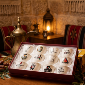 طقم فناجين عربية سيراميك مزخرف 12 قطعة